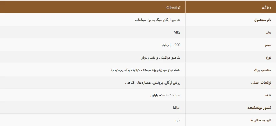 شامپو آرگان میگ