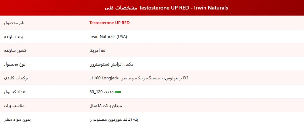 تستوسترون اپ رد اروین نچرالز