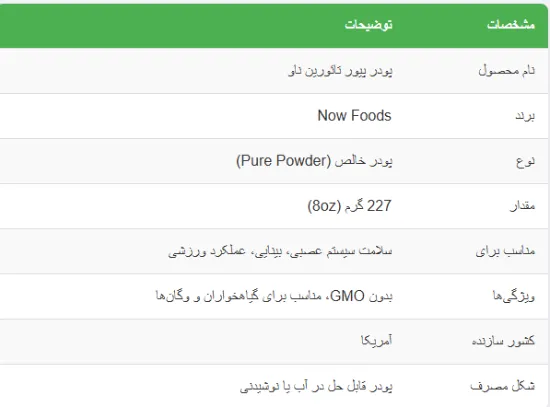 پودر پیور تائورین ناو