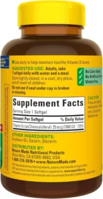 Nature Made Vitamin D3 1000 IU 25 mcg