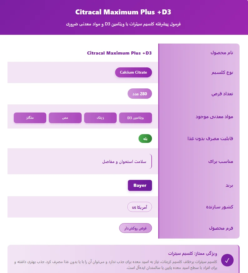 کلسیم سیتراکال بایر