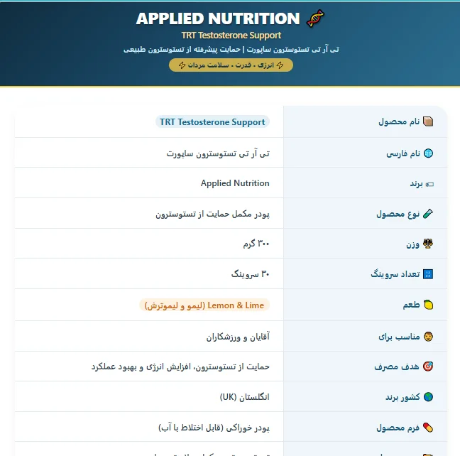 TRT تستوسترون ساپورت اپلاید