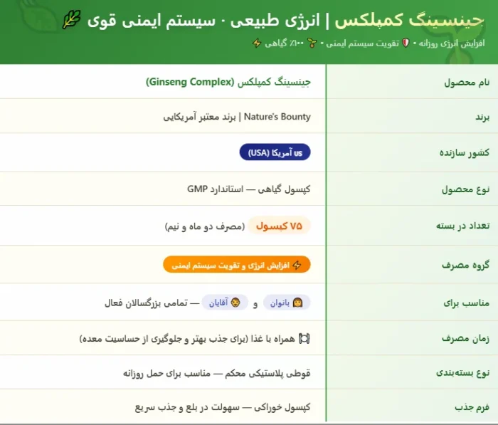 جینسینگ کمپلکس نیچرز بونتی