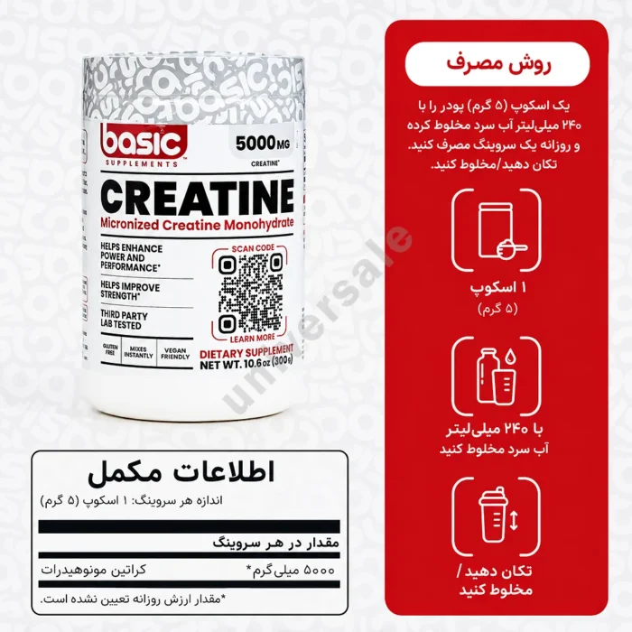 کراتین مونوهیدرات میکرونایزد بیسیک